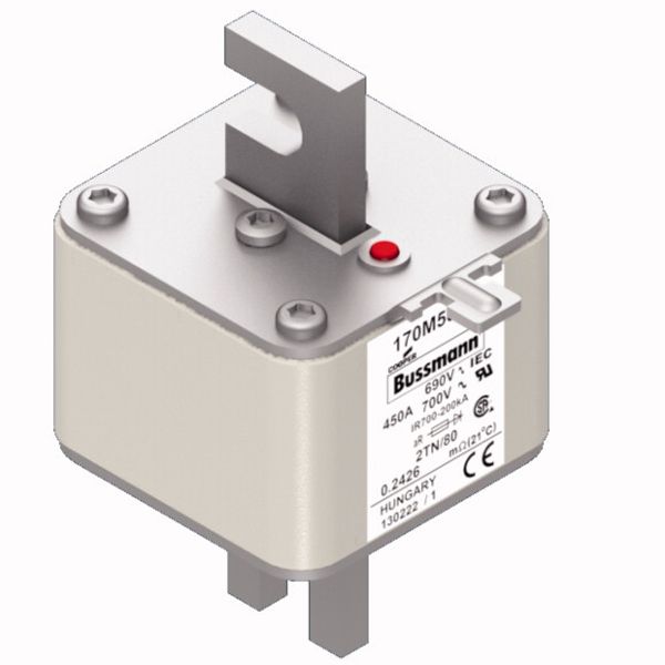 Fuse-link, high speed, 450 A, AC 690 V, DIN 2, 61 x 75 x 108 mm, aR, DIN, IEC, single indicator image 3