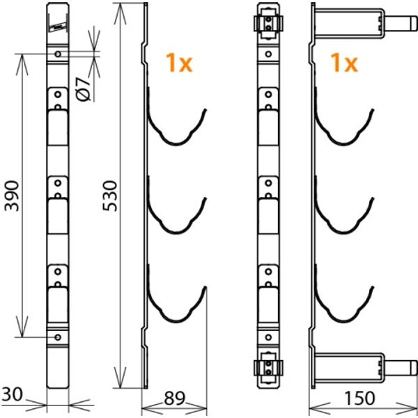 Storage device for three h.v.h.b.c. fuses and fuse tongs image 2