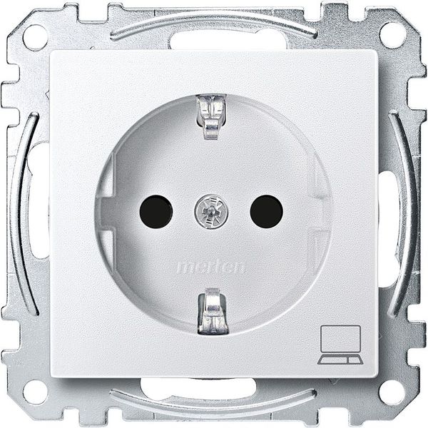 SCHUKO socket with computer marking, touch protection, plug-in terminals, polar white, system M image 1