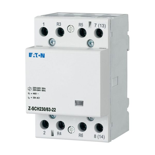 Installation contactor, 230VAC/50Hz, 2N/O+2N/C, 63A, 3HP image 3