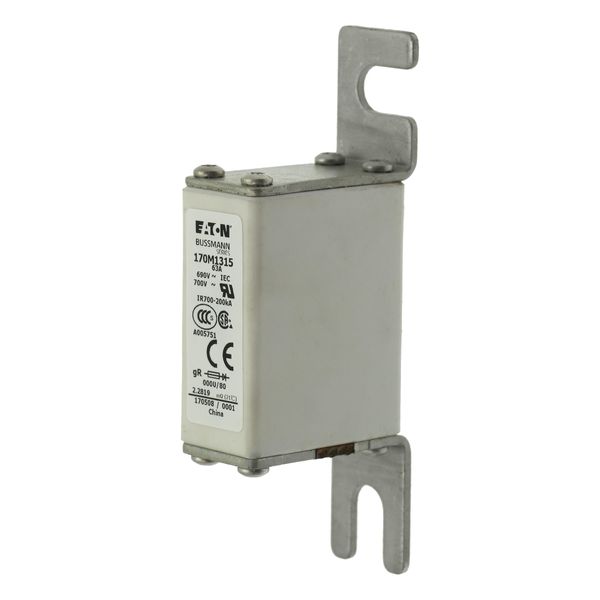 Fuse-link, high speed, 63 A, AC 690 V, DIN 000, 21 x 40 x 100 mm, gR, DIN, IEC image 6