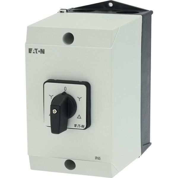 Reversing star-delta switches, T3, 32 A, surface mounting, 5 contact unit(s), Contacts: 10, 60 °, maintained, With 0 (Off) position, D-Y-0-Y-D, Design image 58