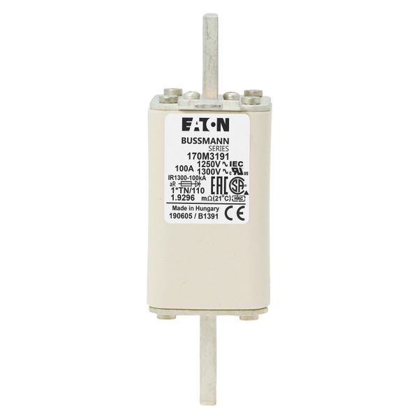 Fuse-link, high speed, 100 A, AC 1250 V, compact size 1, 45 x 58 x 138 mm, aR, DIN, IEC, type T indicator image 6