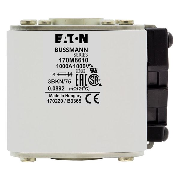 Fuse-link, high speed, 1000 A, AC 1000 V, size 3, 74 x 92 x 76 mm, aR, IEC, UL, single indicator image 17