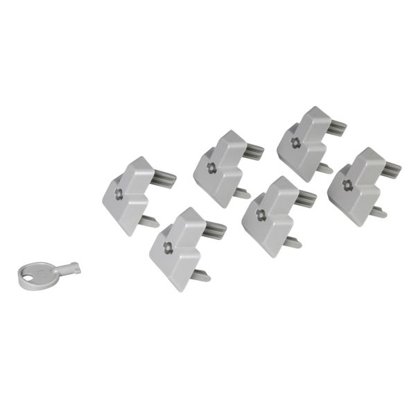 Set of 6 locking caps for british standard outlet + 1 key for PDU image 1