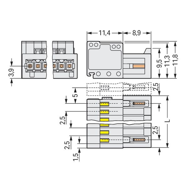 1-conductor male connector CAGE CLAMP® 0.5 mm² light gray image 4