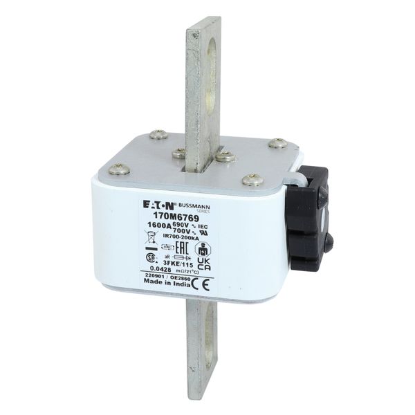 Fuse-link, high speed, 1600 A, AC 690 V, size 3, 76 x 92 x 139 mm, aR, IEC, UL, single indicator image 4