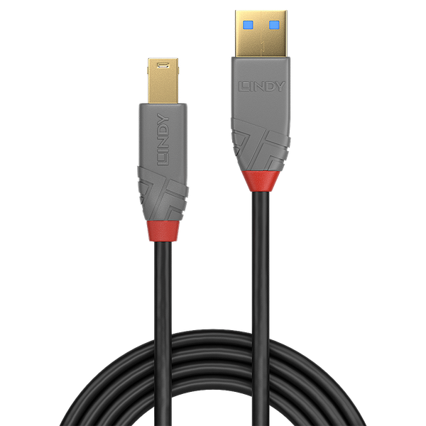 2m USB 3.2 Type A to B Cable, 5Gbps, Anthra Line USB Type A Male to B Male image 2