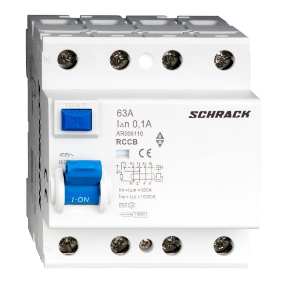 Residual Current Circuit Breaker 10kA, 63A, 4-pole, 100mA image 6