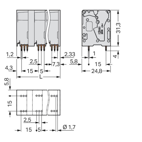 PCB terminal block 16 mm² Pin spacing 15 mm gray image 6