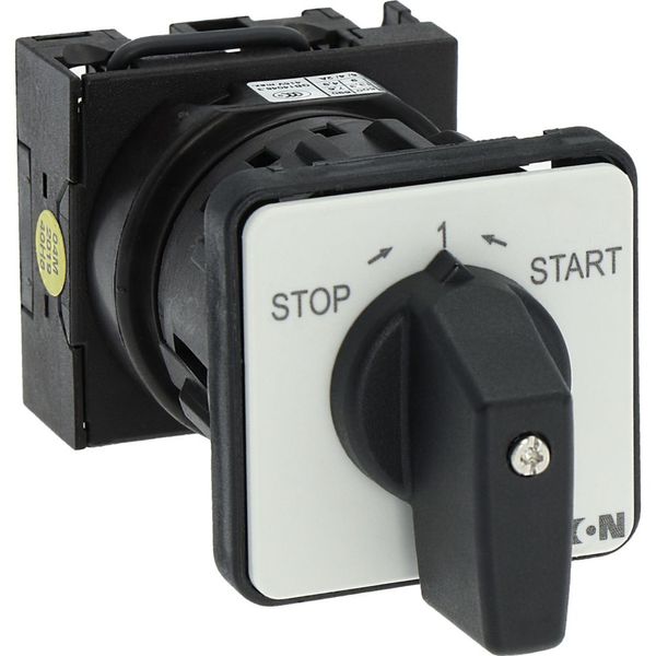 ON-OFF button, T0, 20 A, center mounting, 1 contact unit(s), Contacts: 2, 45 °, momentary, With 0 (Off) position, with spring-return, STOP>I image 32