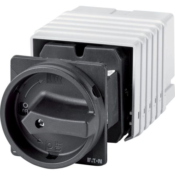 Main switch, T5B, 63 A, rear mounting, 6 contact unit(s), 9-pole, 2 N/O, 1 N/C, STOP function, With black rotary handle and locking ring image 3