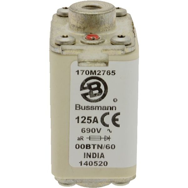 Fuse-link, high speed, 125 A, AC 690 V, size 00, 30 x 62 x 64 mm, aR, IEC, single indicator image 2