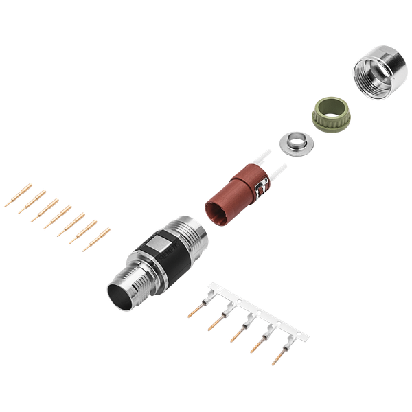 power and signal connector M12 for S210 a. 1FK2, 10-pole, Speed-Connect, extension, male thread, pin image 1