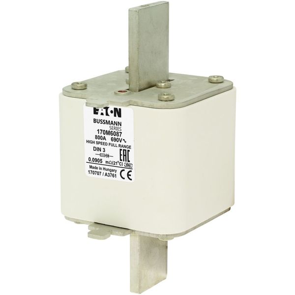 Fuse-link, high speed, 900 A, AC 690 V, DIN 3, 75 x 89 x 150 mm, gR, DIN, IEC, single indicator image 3