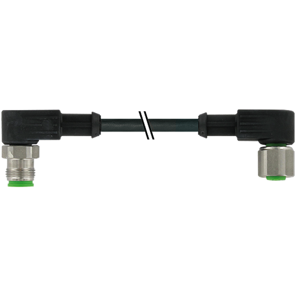 M12 Xtreme male 90°/M12 female 90° A-cod. PUR 4x0.5 bk +drag ch. 1.5m image 1