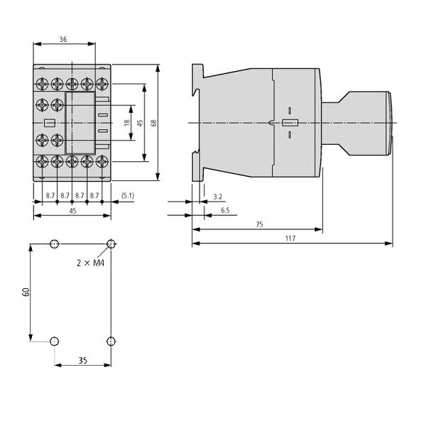 Auxiliary contact for contacter size 0-1, 1 NO 1 NC image 3