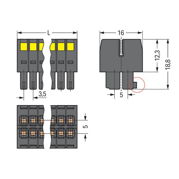 1-conductor female connector, 2-row CAGE CLAMP®, black image 1
