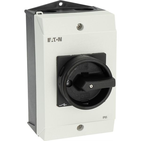 Main switch, P1, 25 A, surface mounting, 3 pole, 1 N/O, 1 N/C, STOP function, With black rotary handle and locking ring, Lockable in the 0 (Off) posit image 11