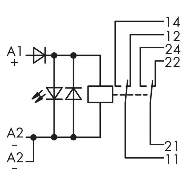 Relay module Nominal input voltage: 24 VDC 2 changeover contacts gray image 4