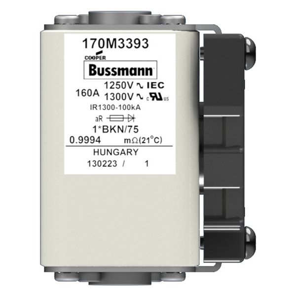 Fuse-link, high speed, 160 A, AC 1250 V, compact size 1, 45 x 59 x 75 mm, aR, IEC, UL, single indicator image 1