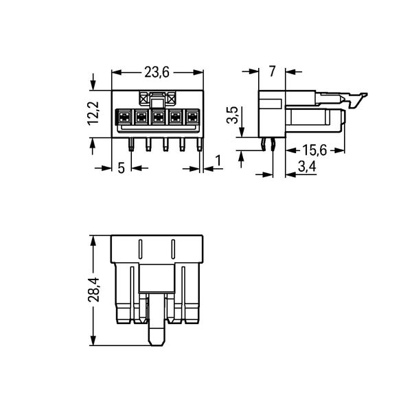 Socket for PCBs angled 5-pole black image 5