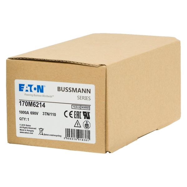 Fuse-link, high speed, 1000 A, AC 690 V, DIN 3, 76 x 90 x 139 mm, aR, DIN, IEC, type T indicator image 13