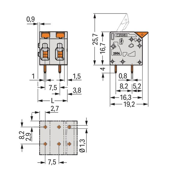 PCB terminal block lever 4 mm² gray image 3