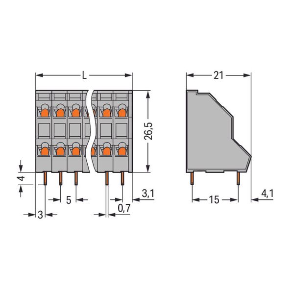 Double-deck PCB terminal block;2.5 mm²;Pin spacing 5 mm;gray image 3