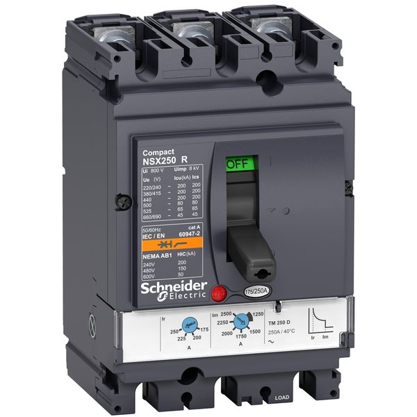 circuit breaker ComPact NSX100R, 200 kA at 415 VAC, TMD trip unit 100 A, 3 poles 3d image 2