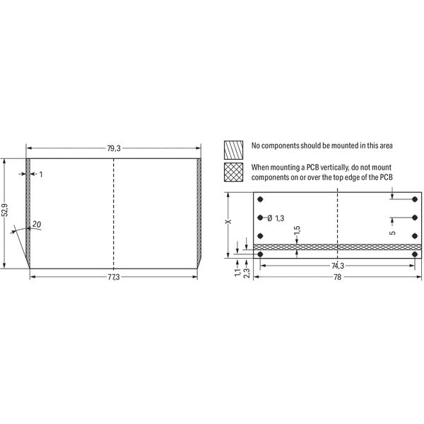 Empty component plug housing Type 15 20 mm wide gray image 3