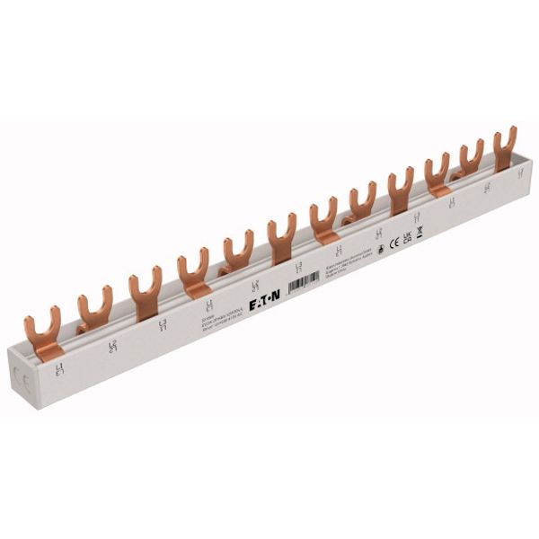 EVGK busbar fork, 3-phase, L1 - L2 - L3, shortenable version with end caps included, 12 module units, 10 mm² image 2