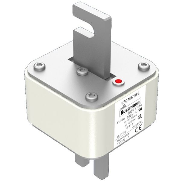 Fuse-link, high speed, 1100 A, AC 690 V, DIN 3, 76 x 90 x 139 mm, aR, DIN, IEC, single indicator image 2