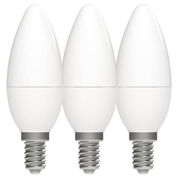 LED SMD Bulb - Candle C35 E14 4.9W 470lm 2700K Opal 240°  - 3-pack image 1