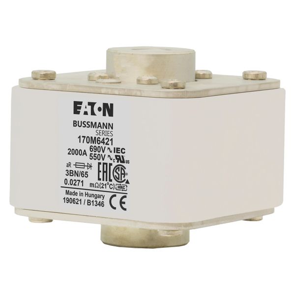 Fuse-link, high speed, 2000 A, AC 550 V, size 3, 76 x 92 x 53 mm, aR, IEC, UL, single indicator image 11