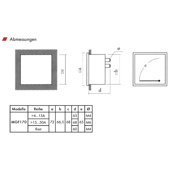 Ammeter, 72x72mm, 25A, DC, Direct measuring image 5