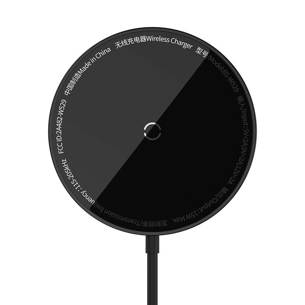 Wireless Magnetic Qi Charger 15W with USB-C 1.2m Cable, Black image 2