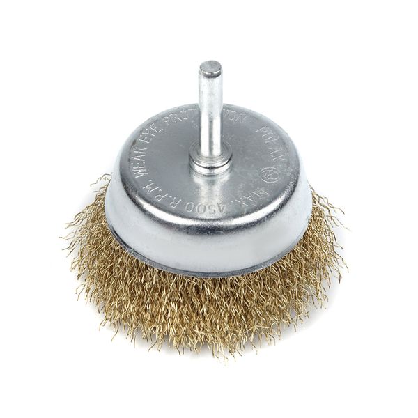 Cup brush for drill  1/4",75mm (crimped wire) image 1