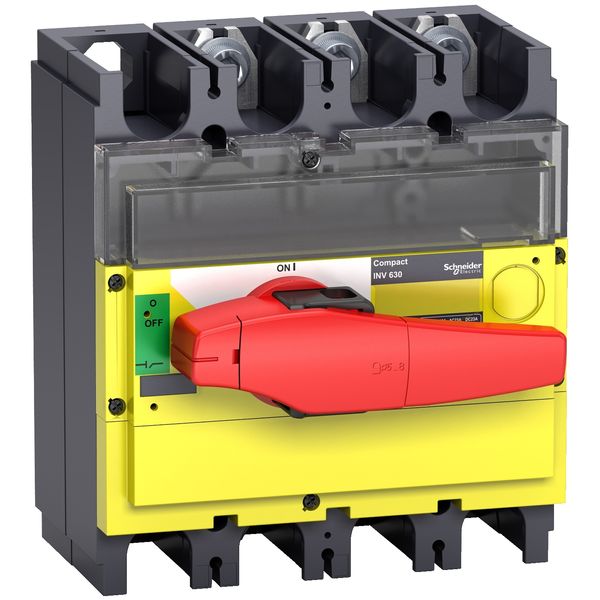switch disconnector, Compact INV400, visible break, 400 A, with red rotary handle and yellow front, 3 poles image 3