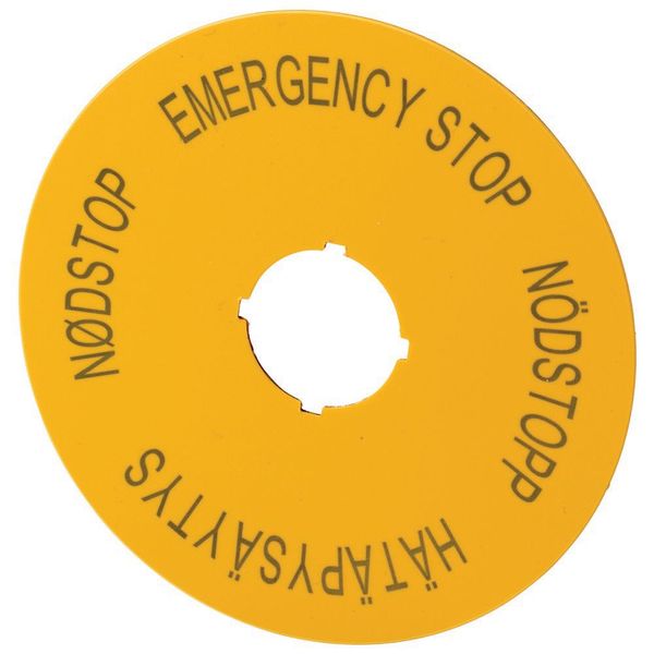 Label, emergency stop, D=90mm, yellow, EN, SV, FI, DA image 3