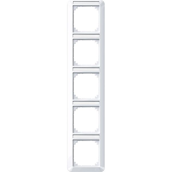 1-M frame, 5-fold with label holder, vertical installation, active white glossy image 1