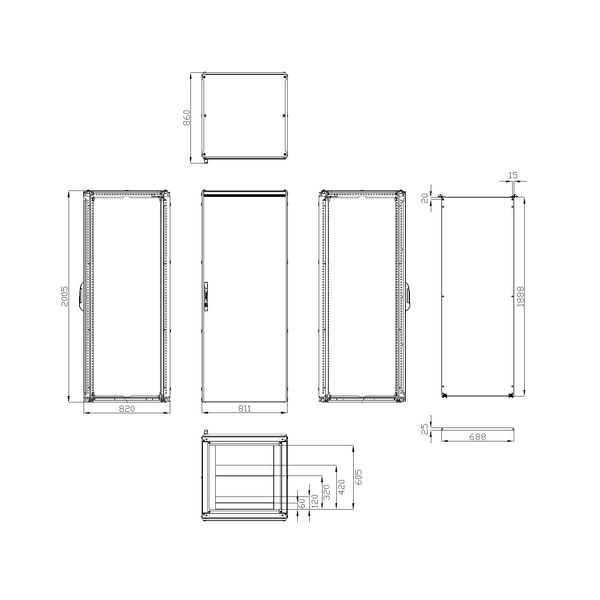 Modular enclosure 1 door IP55 H=2000 W=800 D=800 mm image 3