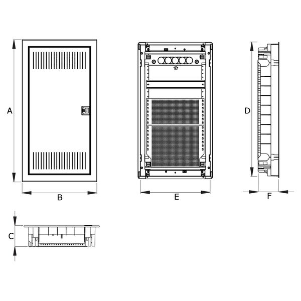 Media combi frame and door, vertical 5-rows, 3 DIN-rails image 8