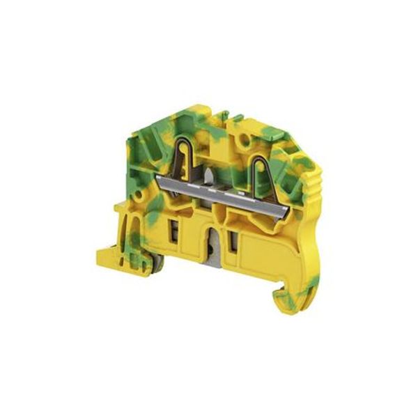 MODULAR TERMINAL BLOCKS, GROUND, PI-SPRING TERMINAL BLOCK, GREEN & YELLOW, PRODUCT SPACING .205 IN [5.2 MM], 2 POSITION, DIN RAIL image 1