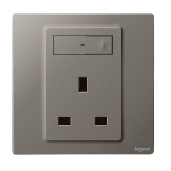 Mallia Senses - Switched single british standard 13a outlet - Dark Silver image 1