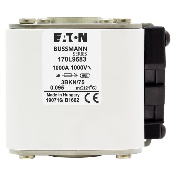 Fuse-link, high speed, 1000 A, AC 1000 V, Size 3, 76 x 92 x 75 mm, aR, IEC,  single indicator image 6