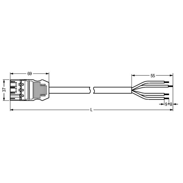 pre-assembled connecting cable;Eca;Socket/open-ended;gray image 3