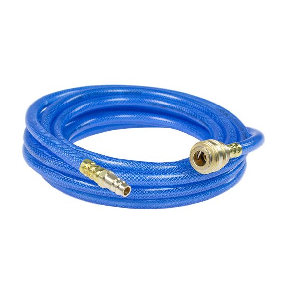 Compressed air hose set 15 m PVC hose with fabric insert  blue-transparent  with quick release and connector NW7, 2  9x3, 0mm image 1