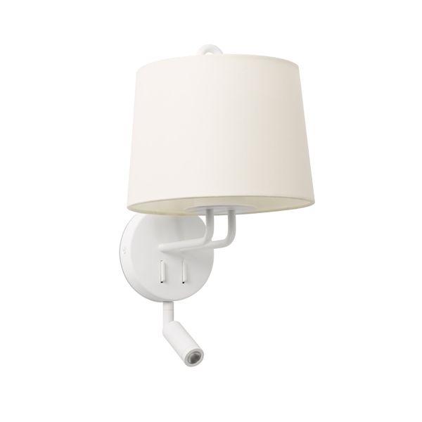 MONTREAL WHITE WALL LAMP WITH READER WHITE LAMPSHA image 2