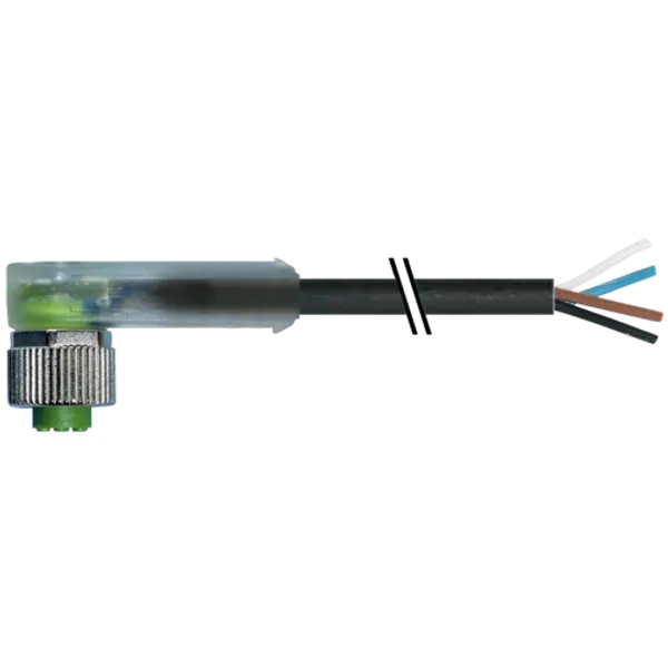 M12 female 90° A-cod. with cable LED PUR 4x0.34 bk UL/CSA 15m image 1